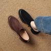 Krazing Pot Suede Autumn Winter Shoes Chunky Heels Size 43 Size 42 Round Toe Slip On Deep Mouth Retro Fashion Pumps