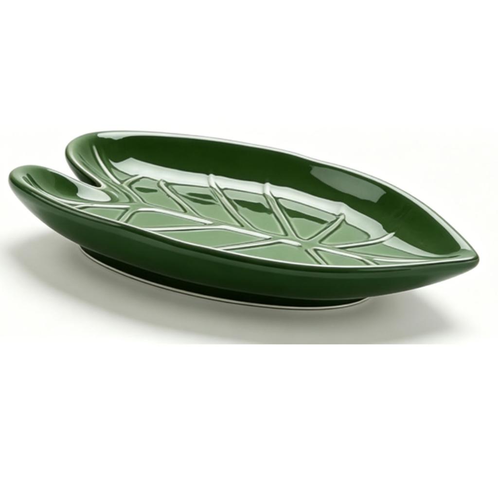 Spoon Rest Multifunctional Heat Proof Ceramic Cute Decorative Green Leaf Spoon Holder for Kitchen Ceramic