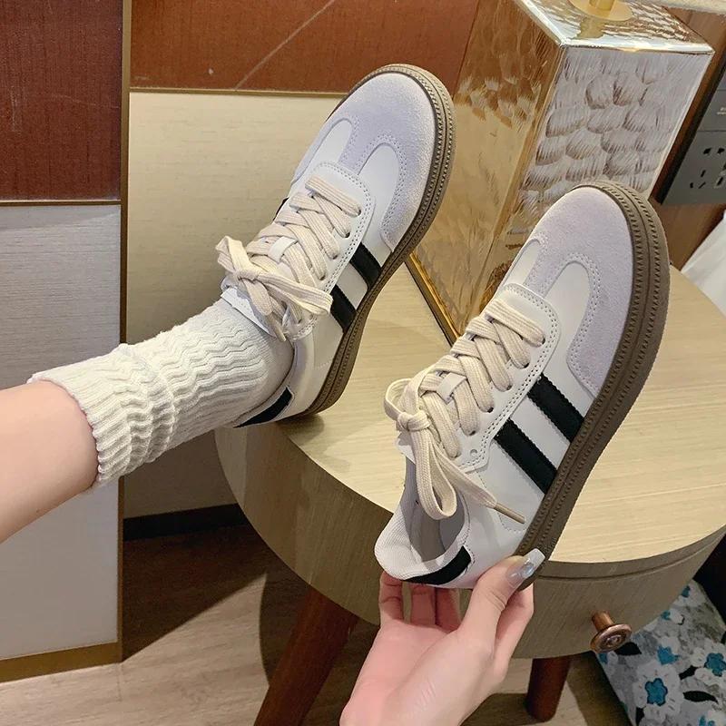 Móda Nové Dámské Tenisky Jaro Podzim Móda Vulkanizovaná Obuv Venkovní Ležérní Sportovní Běžecká Obuv Dívčí Luxusní Značka Šněrovací Ploché