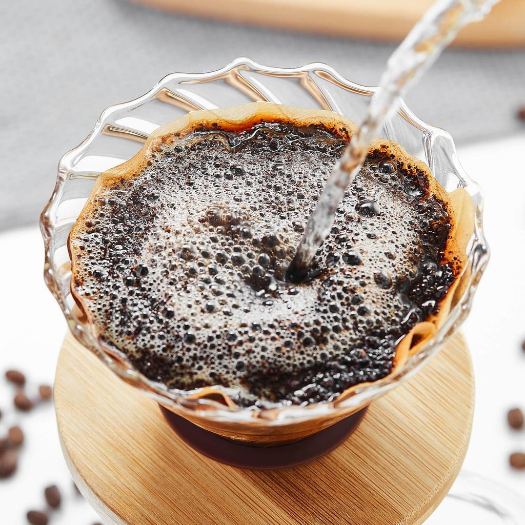 Pokaro Tea Coffee with Paper Bamboo for Perfect for Homemade Drip Ideal for and a Perfect Gift for Cafes Dripper, Heat-Resistant Glass, Filters,