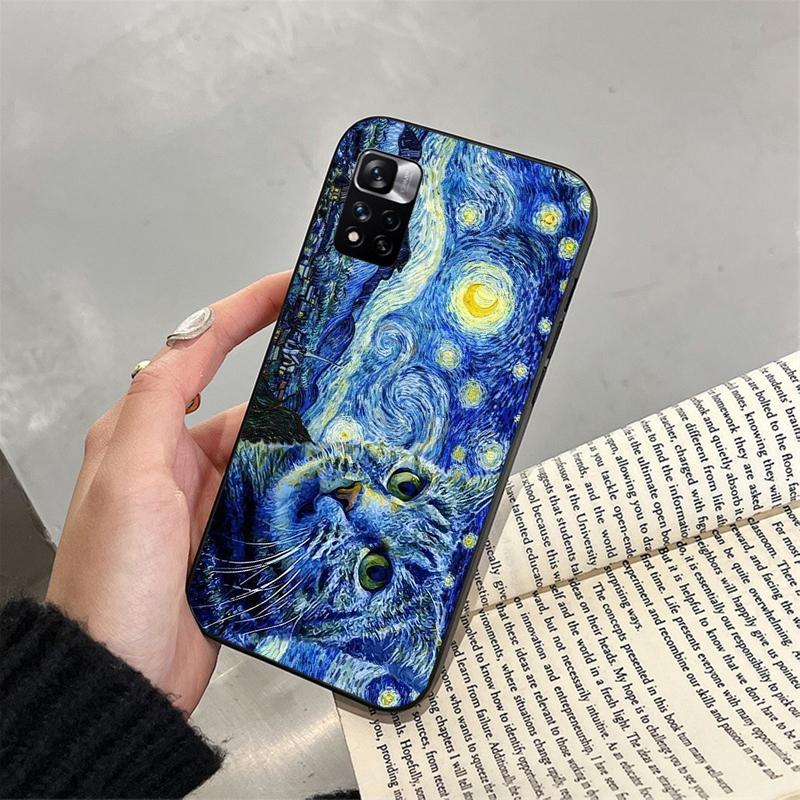 

Phone Case For Xiaomi Poco C71 15T 14T Pro Redmi note 15 14 14 13 Pro Redmi A5 15C 13C Starry Night van gogh cat Redmi Note 15 5G