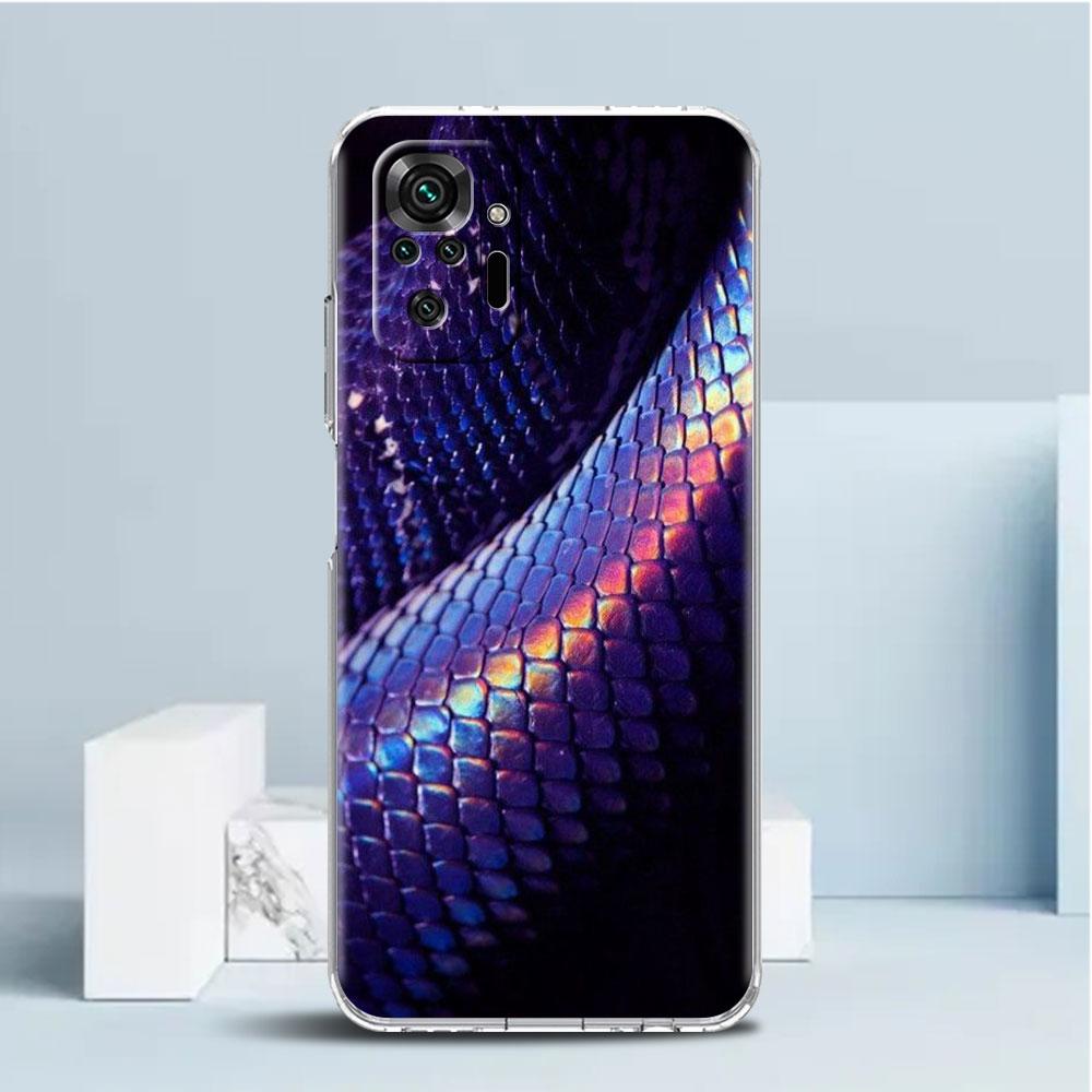 Snake Skin Print Case For Xiaomi Redmi Note 11 Pro 10 9 9S 8 8T 7 9A 9C 9T 10 10C K40 Clear TPU Soft Phone Cover