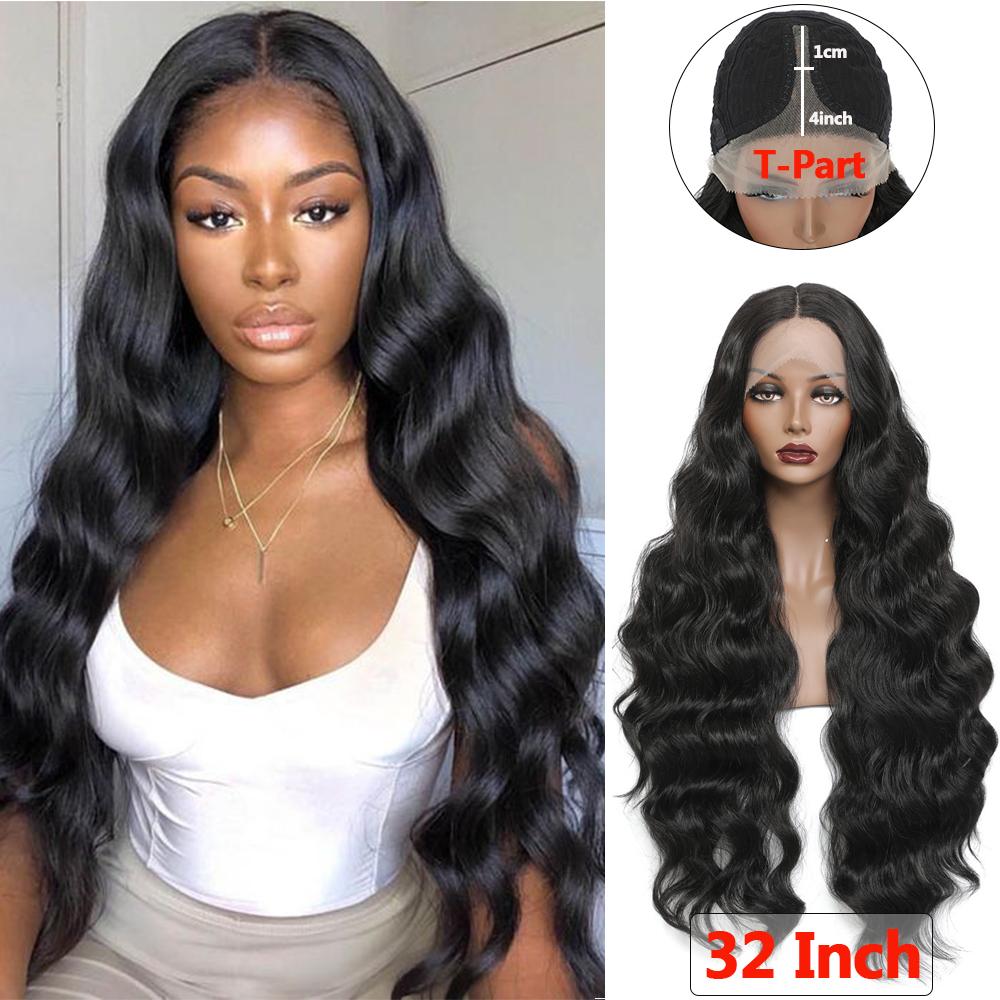 SOKU Burgundy Synthetic Lace Front Wig For Women 30 Inch Long Body Wave Side Part Transparent Lace Wigs Heat Resistant Fiber