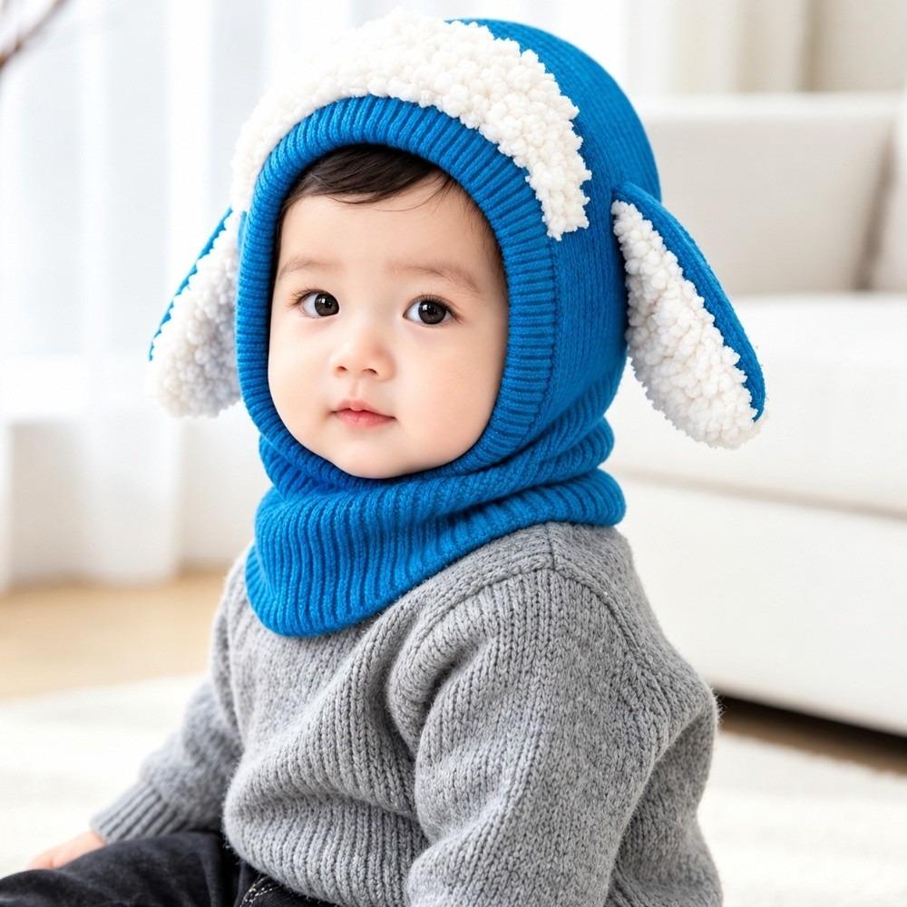 Plush Fabric Baby Shawl Cartoon Puppy Hood Scarf Soft Touch Toddler Cloak Outdoor Wear