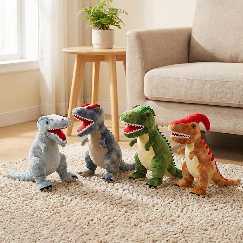 Juguetes de Peluche de Dinosaurios Jurásicos T-Rex Velociraptor Ankylosaurus Animales de Peluche Muñecos de Dinosaurio Suaves Regalo para Niño Peluche de Dino de Peluche