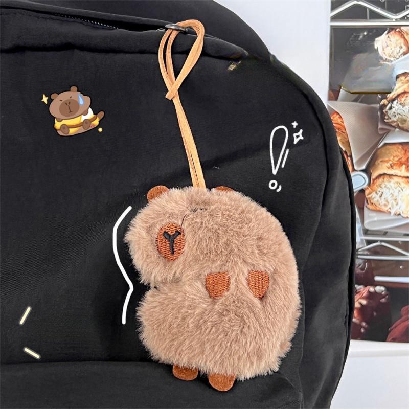 Capybara Pendant Keychain Cartoon Plush Doll Toy Student Bag Hanging Decorative Doll Friend Gift
