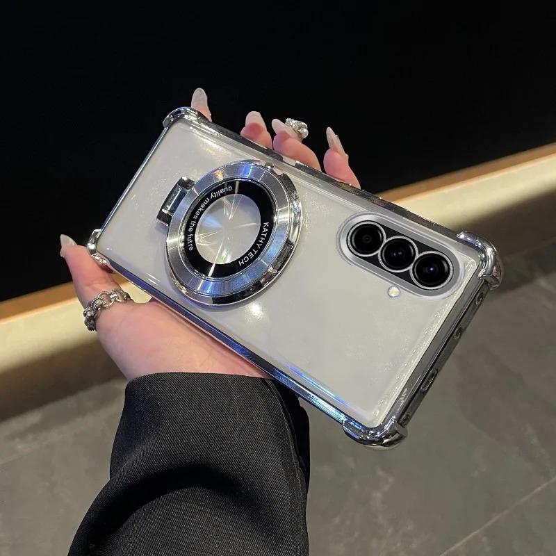 

Для Samsung A56 Чехол Роскошный Гальванизированный С Подставкой Противоударный Прозрачный Чехол Для Samsung Galaxy S25FE S25edge A06 A16 A26 A36 A17 A55 Чехол A56 серебряный