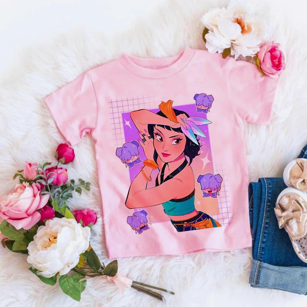 Modny Filmowy T-shirt Dziecięcy KPop Łowcy Demonów Zabawny Prezent dla Fanów Koszulka K-Pop Łowcy Demonów Ubrania Fajny Top Tee dla Dziewczyn