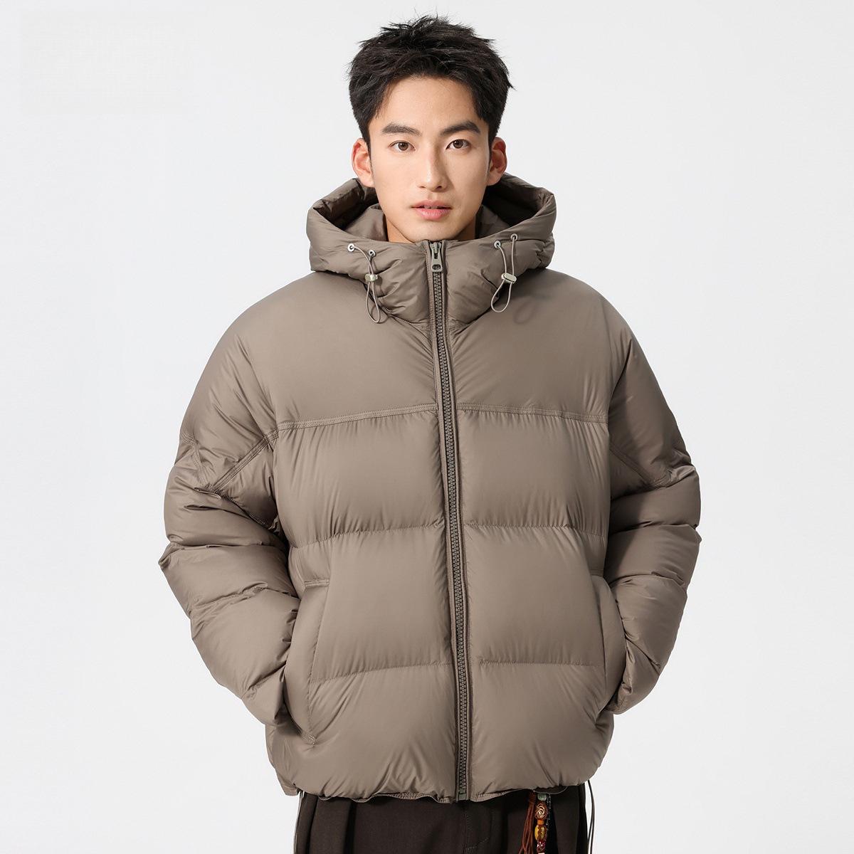 

Men s Windproof White Duck Down Hooded Puffer Jacket - Thick, Warm, Fashionable Winter Coat 2XL (175-200 jin) шампанського
