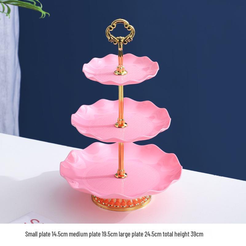 Luxusní vícepatrový stojan na ovoce a občerstvení: Třípatrový držák na dezerty a cukroví do obývacího pokoje