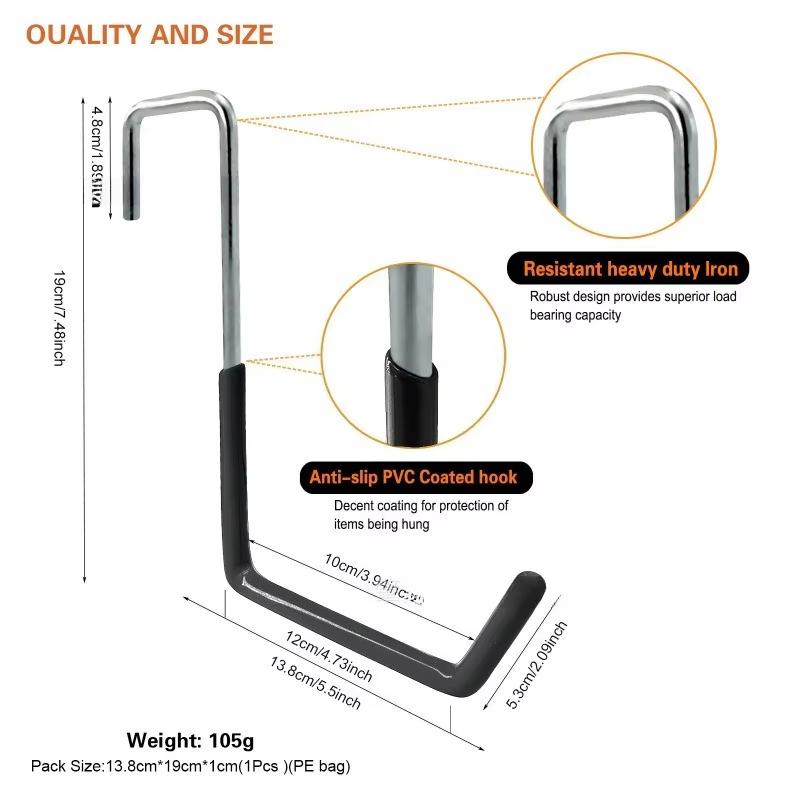 Heavy Duty Iron Garage Storage Hooks Anti Slip Rubber Coating For Hanging Tools Ladders Bikes Garden Supplies