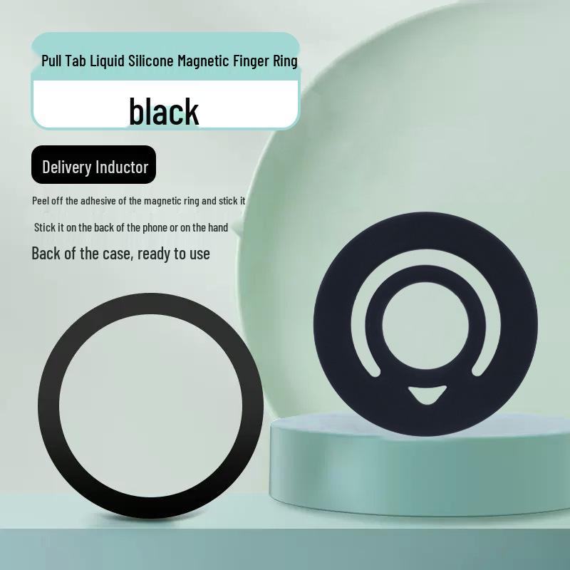 Liquid Silicone Magnetic Finger Ring Holder for Apple 12-16 Phones - Magnetic Suction Bracket for Lazy Grip