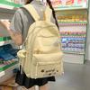 Schoolbag High Value Solid Color Backpack Large Capacity College Style Schoolbag Female Junior High School Students Cute Letter Embroidered Student