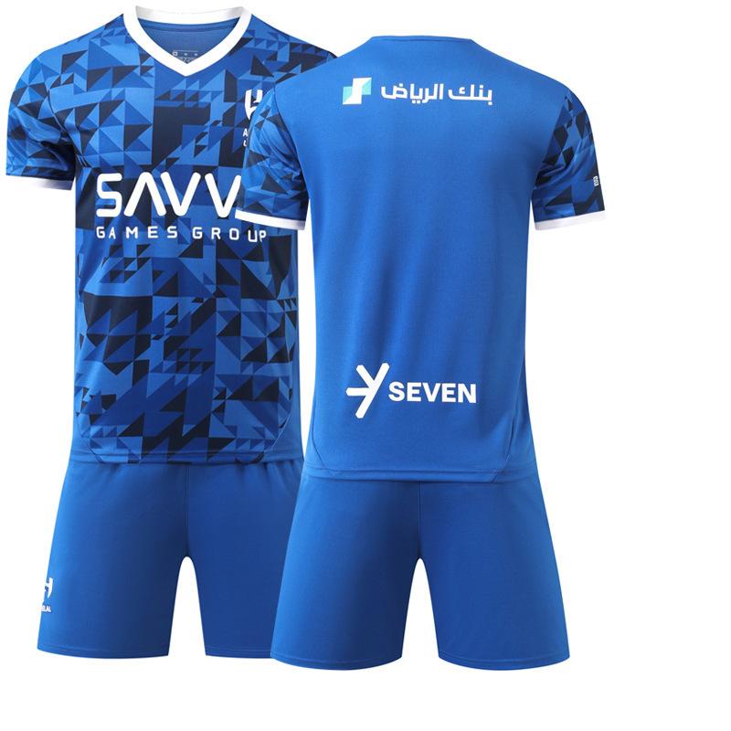 Football training jersey 2425 Riyadh crescent blue home football jersey Neymar No. 10 jersey set factory #16