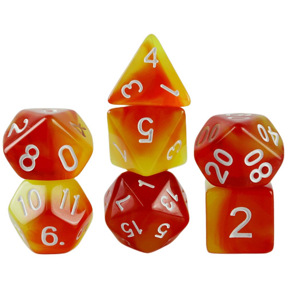 

Набор игральных костей DND - 7 многогранных игральных костей для игры «Драконы» Настольная ролевая игра DND, прозрачные разноцветные игральные кости red yellow