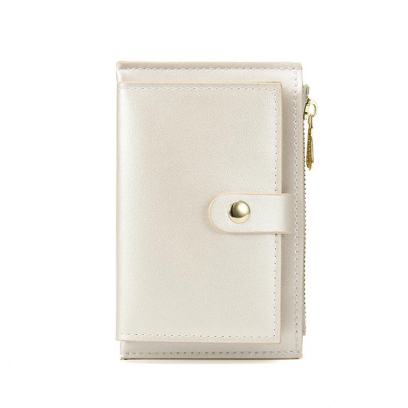 

HAITAO Women s Pearlescent Korean Wallet: Compact Zipper Bag with Multi-Card Slots and Coin Purse. слоновая кость
