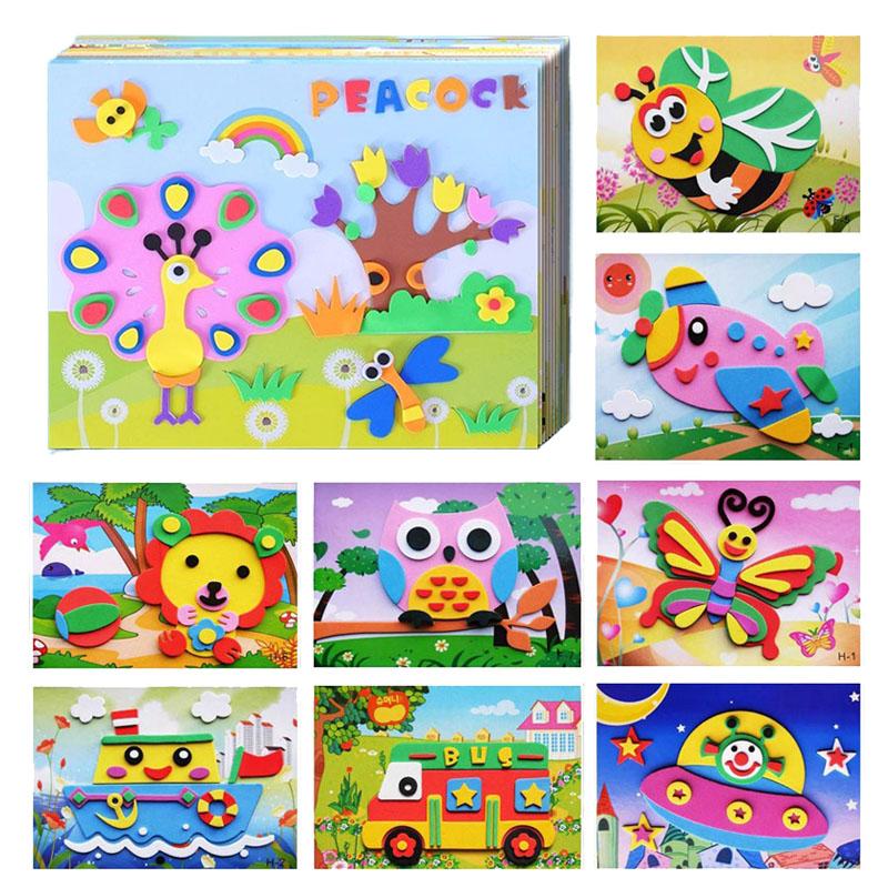 5~20pcs Children EVA Foam Sticker Toy Cute Cartoon Animal Puzzle 3D Puzzle Early Education Toys for Kids Toy Girls Gift TMZ