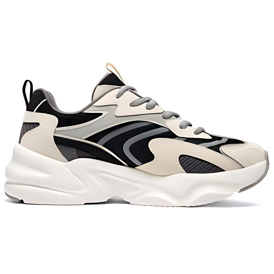 Skechers DLites Fabric Synthetic Leather Low Top Dad Shoes Men Sneakers White Black 118326-NTBK