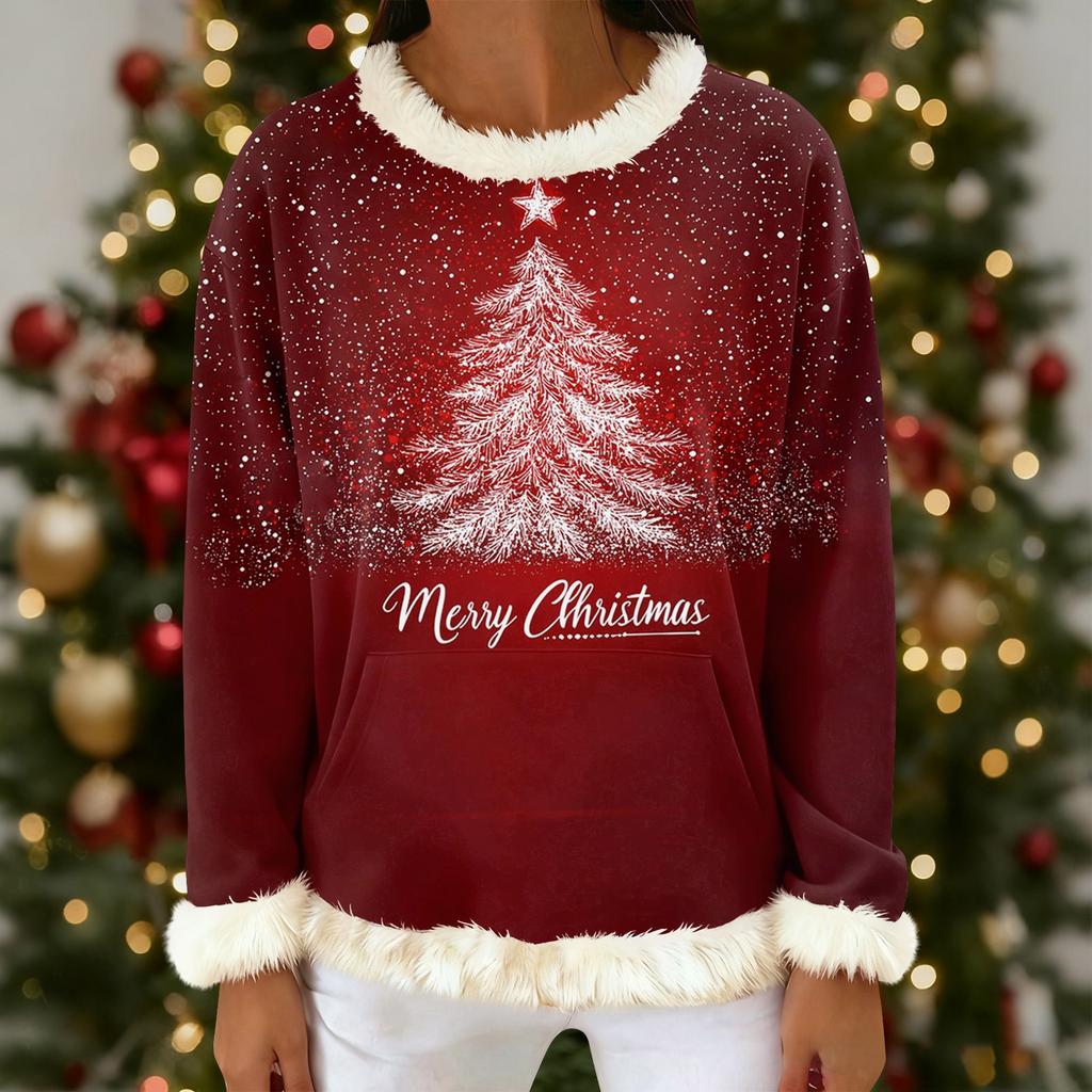 Women's Casual Fashion Print Long Sleeve Hooded Sweatshirt Top