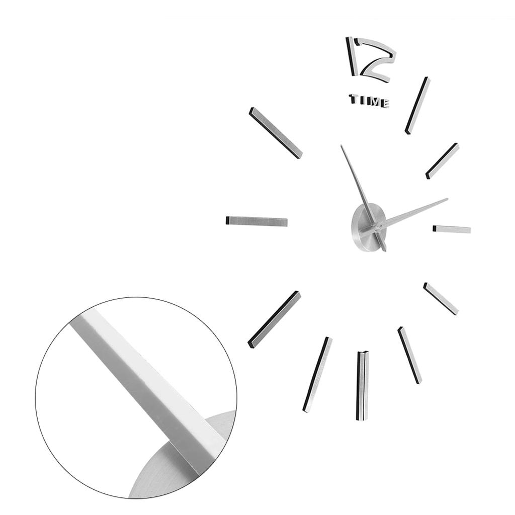3D Mirror Luxury Modern Large Wall Clock Sticker Room Art Home Decor Silver
