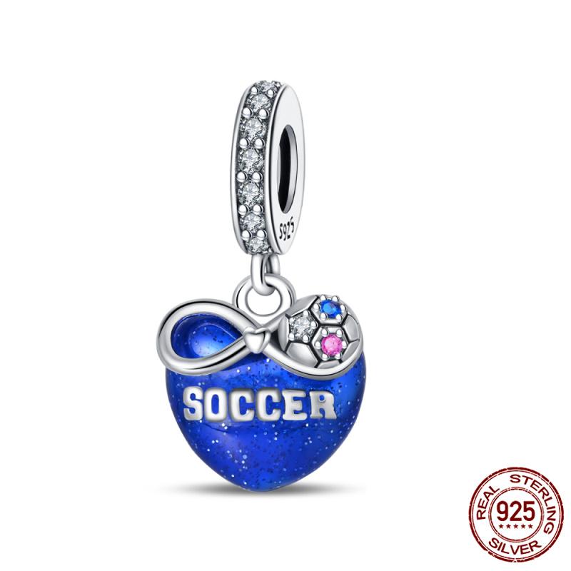 Compatible With Authentic Original Bracelets and 3MM Bracelets Do It Yourself European Football Charm Bead Components 100% Copper Metal High Quality