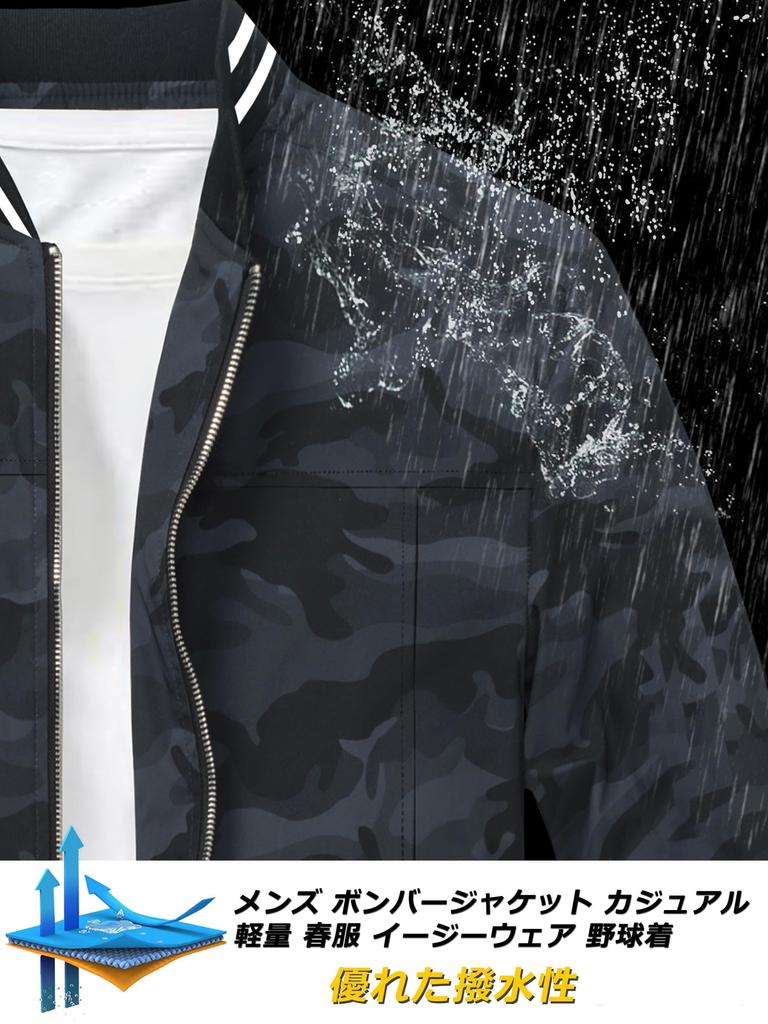 Jumper Bike Climbing Golf Blouson Water Repellent Lightweight Casual Long Sleeve Plain Outerwear Windproof CP Stadium Jacket Black M [TACVASEN] Men's