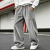 Men's Corduroy Pants Loose Fit Straight Leg with Elastic Waist for Casual Everyday Wear
