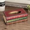 Wooden Vintage Book-Shaped Tissue Holder Dispenser Retro Bookmarkable Cover with Tissue Flaps Decorative Napkin Box Home Office