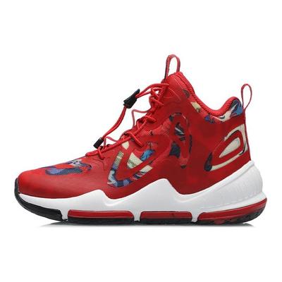 Chaussures de Basket Montantes Li Ning Avec Absorption des Chocs et Résilience Chaussures de Sport Enfant Rouge Noir YKBR016-9