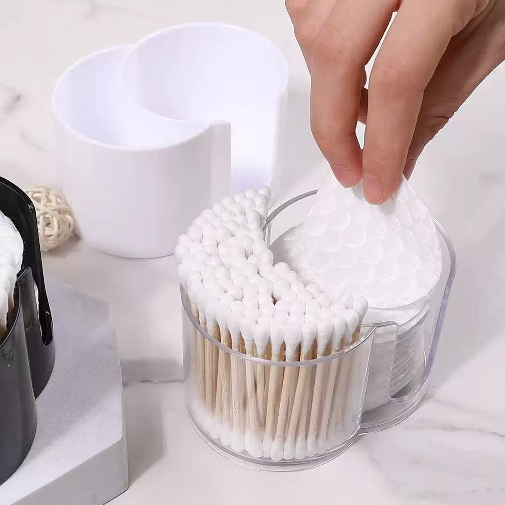 Q-Tip Holder Dispenser, 2-Section Bathroom Canister - Q-Tips, Cotton Pad & Ball Holder, Dustproof Cotton Rounds Holder