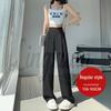 Women's Purple Ice Silk High-Waisted Wide-Leg Chiffon Pants - Summer Sun Protection, Loose Fit, Drapey Design.