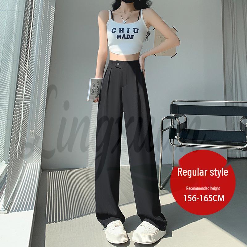 Women's Purple Ice Silk High-Waisted Wide-Leg Chiffon Pants - Summer Sun Protection, Loose Fit, Drapey Design.