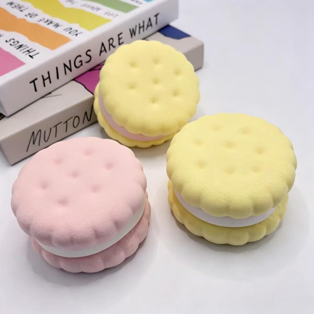 Macaron Sandwich Cookie Squishy Toy Soft Stretch Squeeze Stress Relief Fidget Toy Cute Biscuit Shaped Desk Decoration Anti Toy