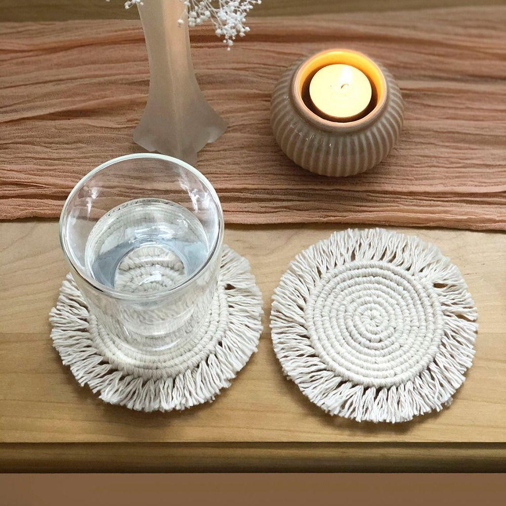 Tassels Water Cup Mat Absorbent Insulated Dining Table Mat Boho Coaster Tabletop Protection