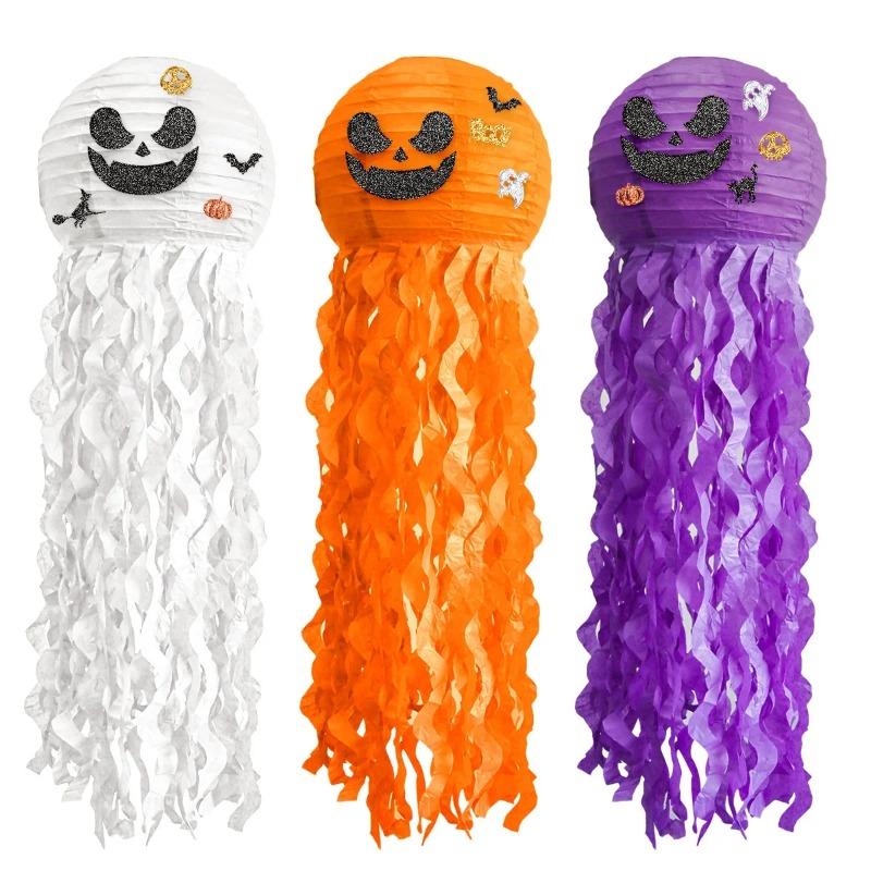 Halloween Jellyfish Pumpkin Paper Lantern DIY Ghost Party Pumpkin Bat Trick Or Treat Home Shop Decor Happy Halloween Day