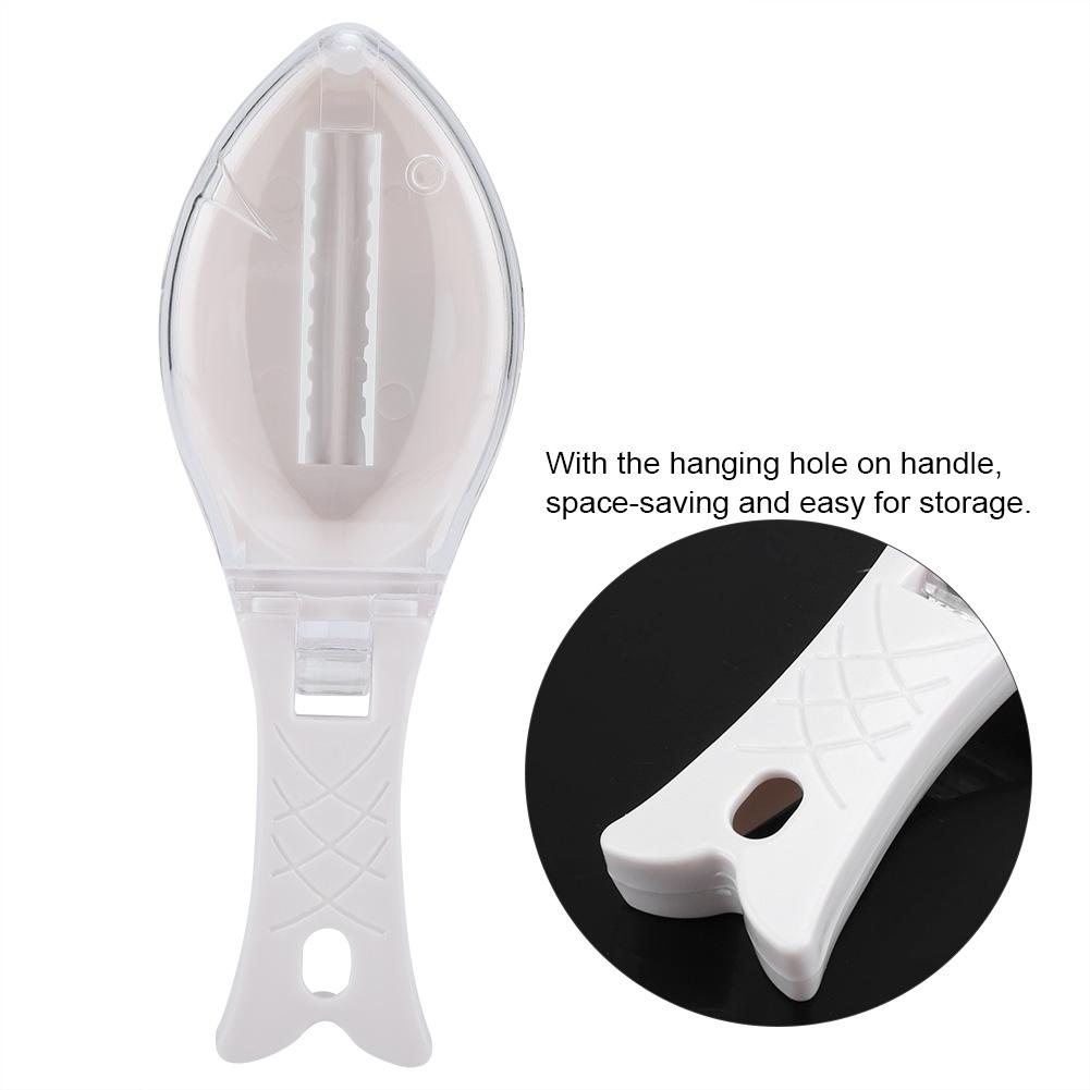 Fast Remove Fish Skin Scraping Brush Plastic Scraper Kitchen Cleaning Fishes Knife(White)