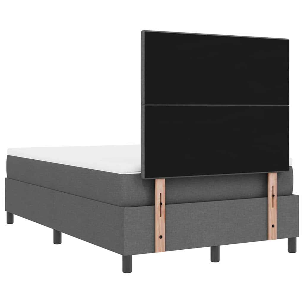 Box Spring Bed with Headboard Dark Grey 120 X 200 Cm Fabric