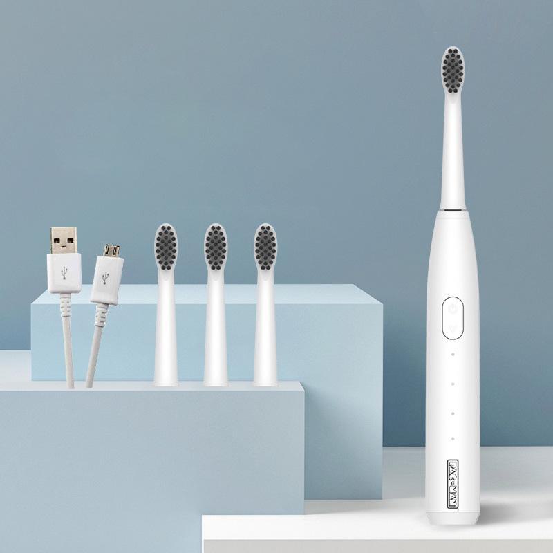 Jian Elektrisches Zahnbürstenset: Wiederaufladbare Schallzahnbürsten für Erwachsene und Paare, Schwarz und Weiß – Kostenloser Versand