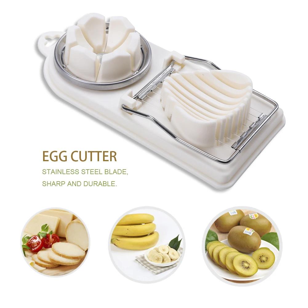 Multi Functional Egg Cutter Two In One Egg Slice Cutter Stainless Steel Household Egg Cutter Egg Preserved Eggs Divider Splitter