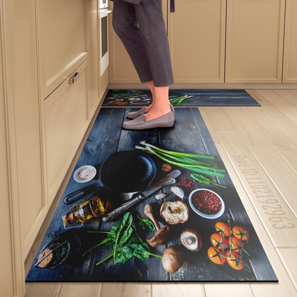 Spice Pattern Kitchen Mat Non-Slip Machine Washable Rug Set for Home Decor Anti-Fatigue Floor Mats Comfort Standing Pad