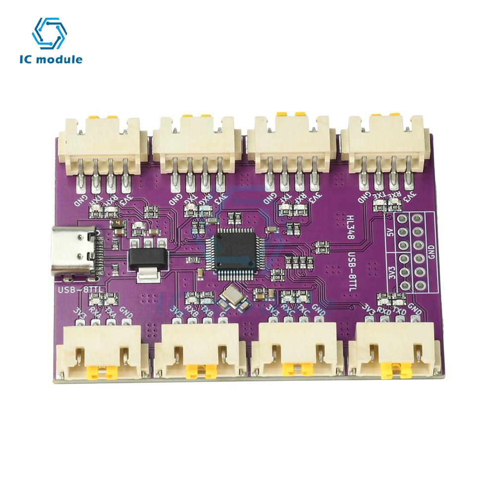 1/2/4/8 Channel USB to TTL Serial Port Module Type-C High Speed CH343/CH342/CH344/CH348 Chip  Communication Conversion Module