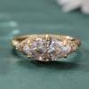 Aesthetic Inlaid White CZ Women's Ring Sparkling CopperColor Geometry Daily Wear Party Jewelry Anniversary Gift