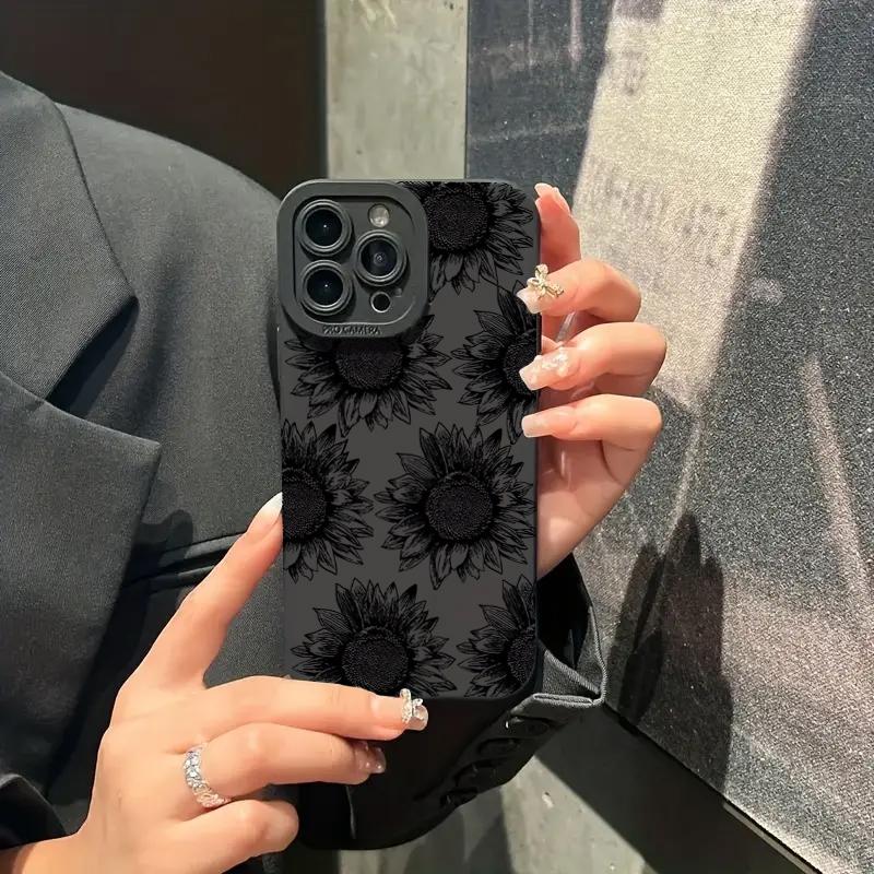 Black Sunflower Pattern Tpu Phone Case For  Mi 14T 13T 12T Pro 14 13 12 11 Lite 5G NE Poco F6 F5 X5 M6 Pro 4G Soft Cover
