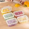 Portable Food Storage Box With Single Snap-On Cover Compartments For Sub-Packed Meat Onion Ginger Refrigerator Freezer Organizer