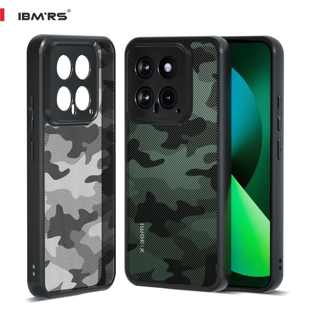 

(В комплекте ремешок на запястье)IBMRS [точные вырезы для объективов камер] для Xiaomi 14 Прозрачный чехол, камуфляжный противоударный матовый чехол для телефона Art Camo