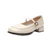 Spring new temperament leather shoes one word retro Mary Jane shoes women's shallow skirt square head single shoes