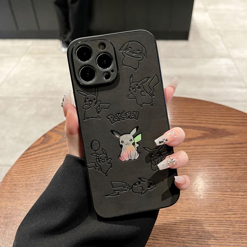 Japonia Anime P-Pokemon P-Pikachus Pokrowiec na Telefon dla iPhone 12 13 14 15 16 17 Pro Max Plus 11 16plus Air Laser Wytłaczany Skórzany Pokrowiec