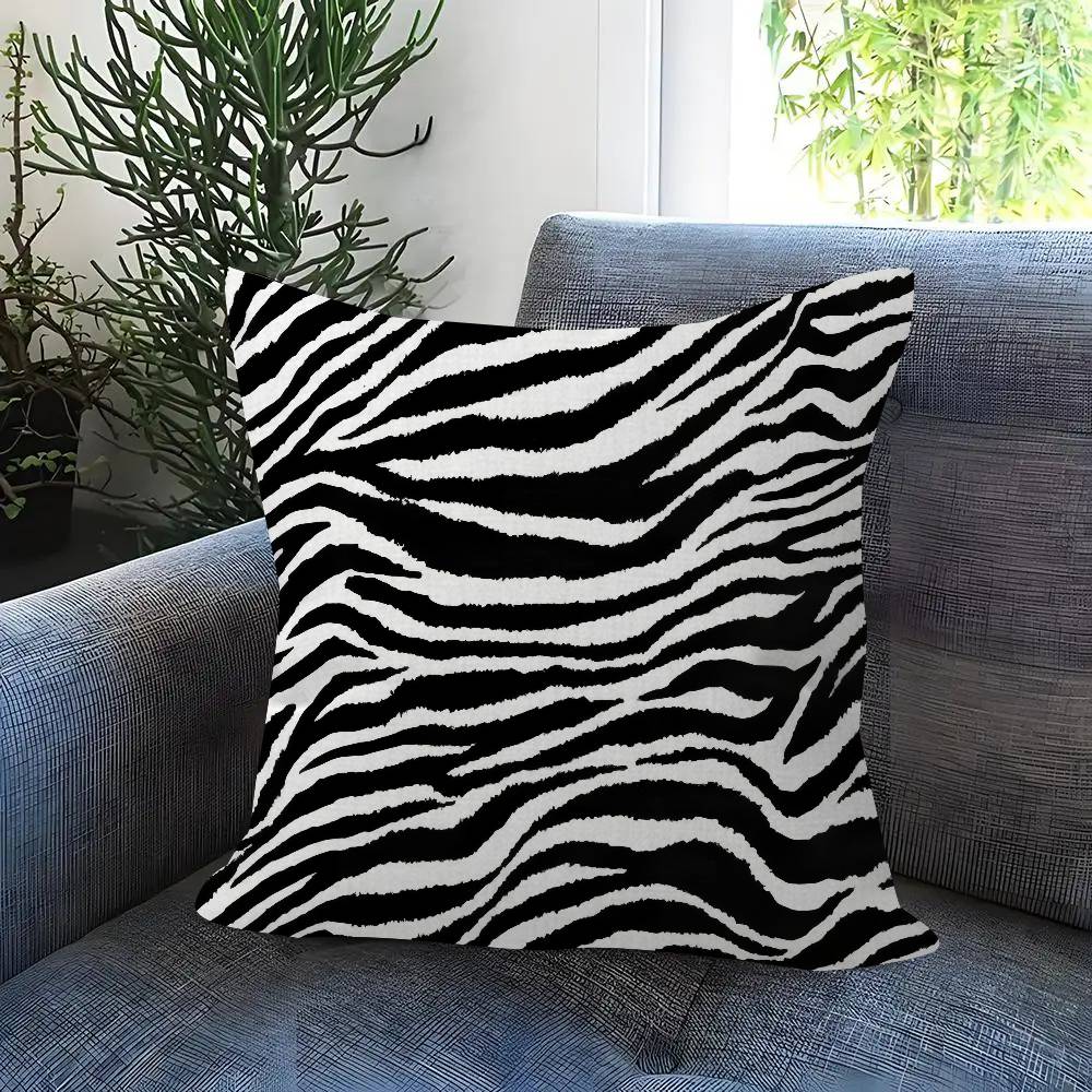Abstract Line Black and White Zebra Cushion Cover Inches Farmhouse Decor Home Throw Pillow Covers for Couch Decorations