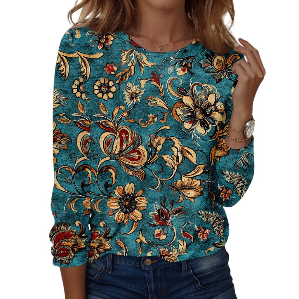 Langarmshirts für Damen, niedlicher Aufdruck, Grafik-T-Shirts, Blusen, lässig, Übergröße, Basic-Tops, Pullover