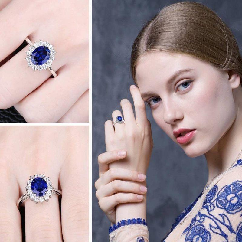 Inel cu diamante de lux pentru femei Trendy, albastru, zirconiu, inel cu diamante, accesorii pentru logodna